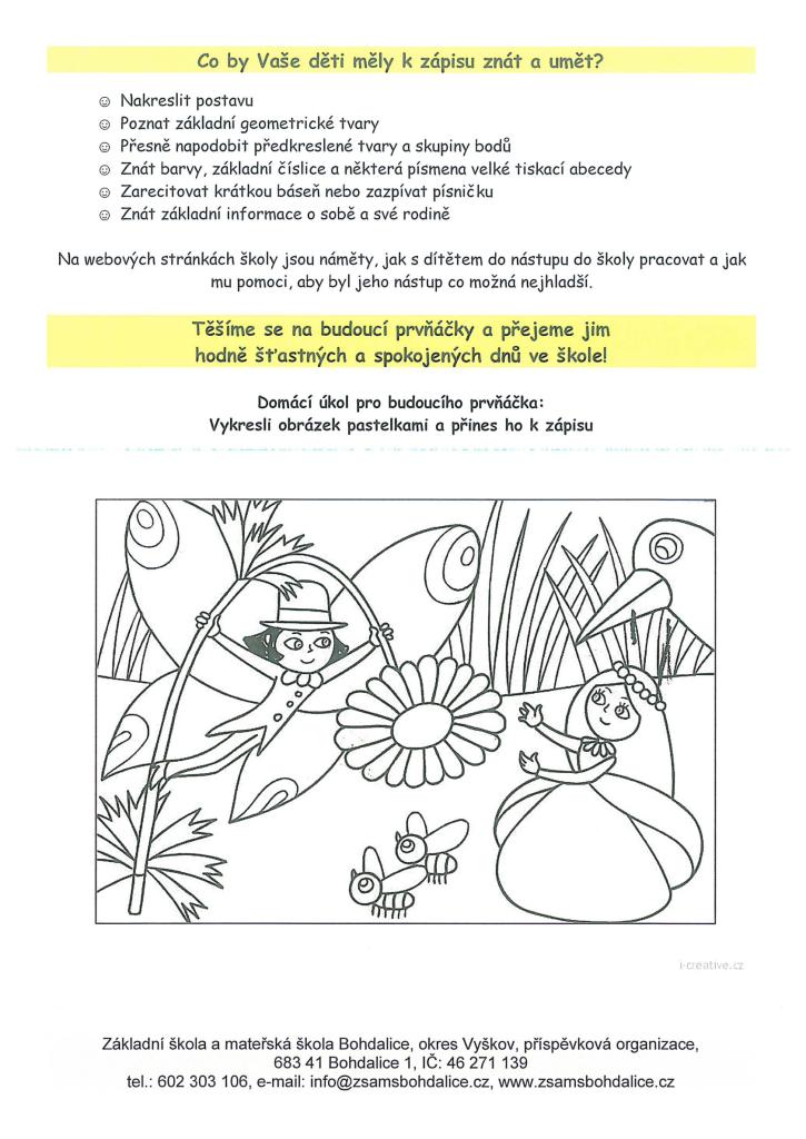 Pozvánka k zápisu do 1. ročníku