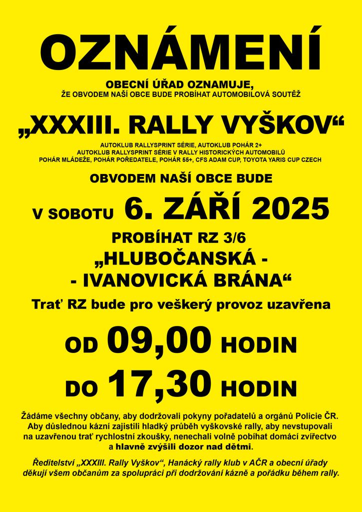 XXXIII. Rally Vyškov