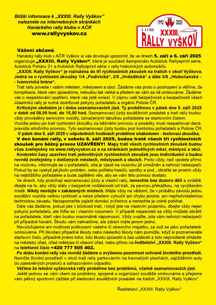 XXXIII. Rally Vyškov